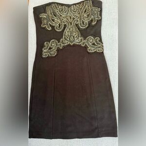 Free People Delhi Black Embellish Beads Strapless (w/ straps) Bodycon Dress